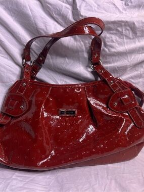 💋Glossy Red Patent Shoulder Bag with Double Straps💋